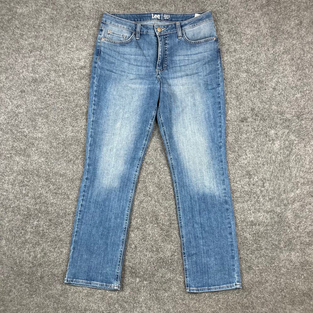 Lee Jeans Womens Size 10 Medium Wash Straight Leg‎ Stretch Denim Mid Rise Casual